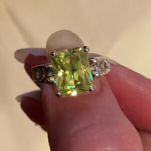 Lia Sophia Appletini Silver Ring with Vibrant Green Stone